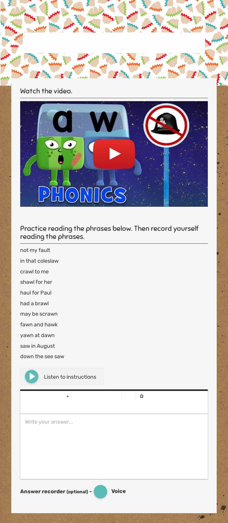 words with      
au, aw worksheet preview image