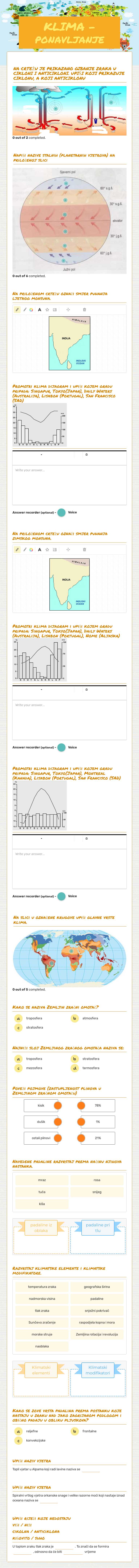 KLIMA  - ponavljanje worksheet preview image