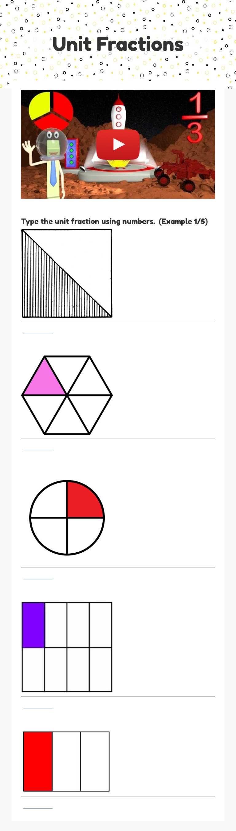 Unit Fractions worksheet preview image