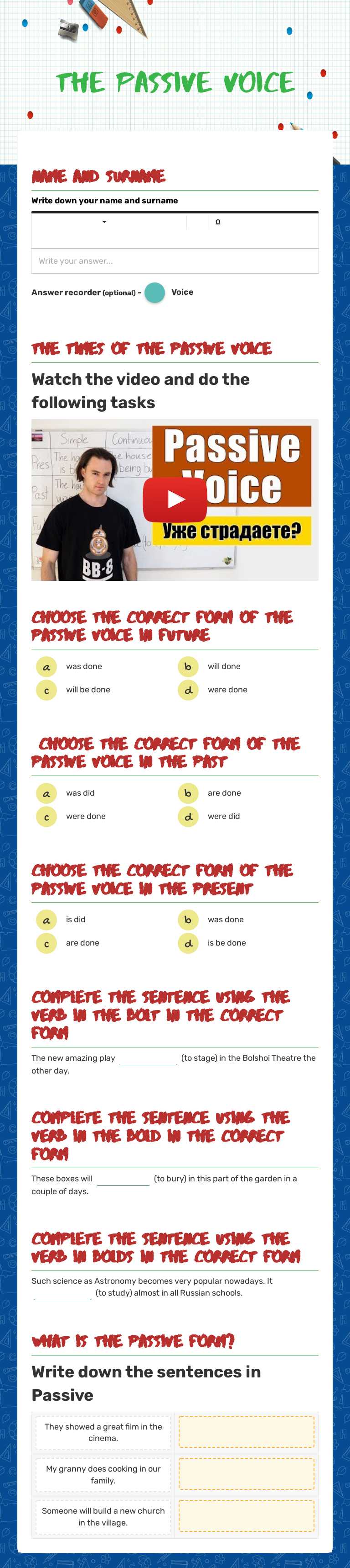 The Passive Voice worksheet preview image