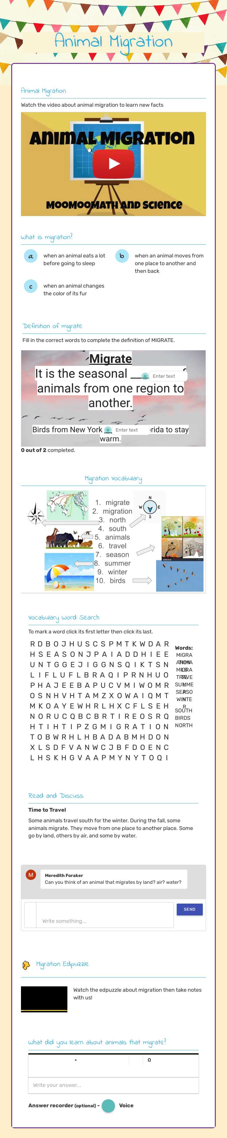 Animal Migration worksheet preview image