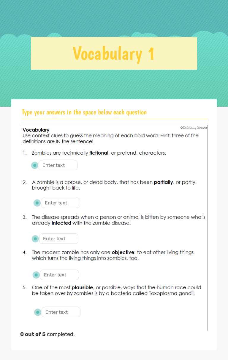 Vocabulary 1 worksheet preview image