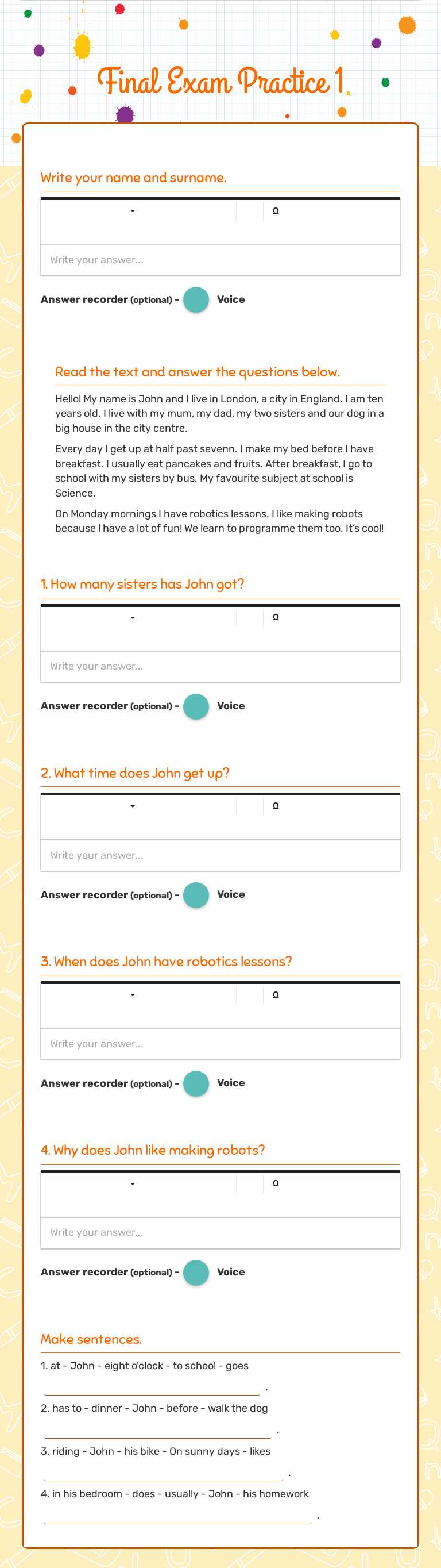 Final Exam Practice 1 Grade 4 worksheet preview