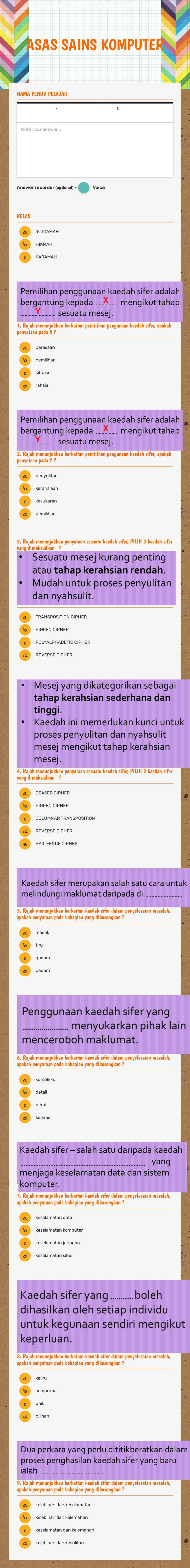 ASAS SAINS KOMPUTER worksheet preview image