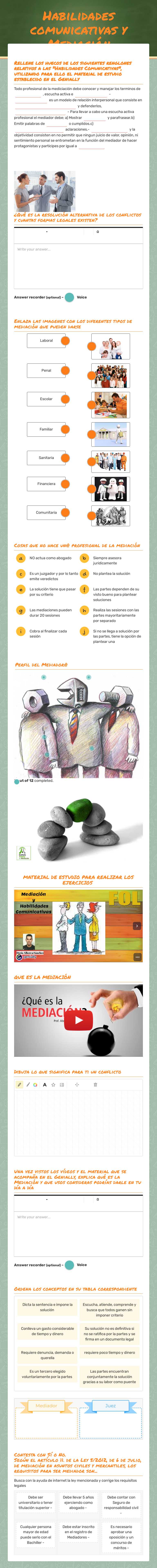 Habilidades comunicativas y Mediación worksheet preview image