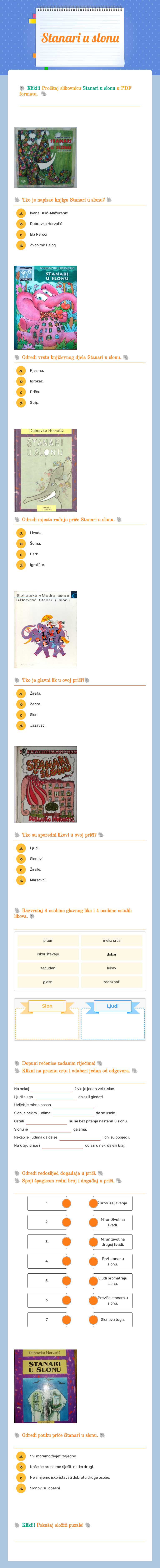 Stanari u slonu worksheet preview