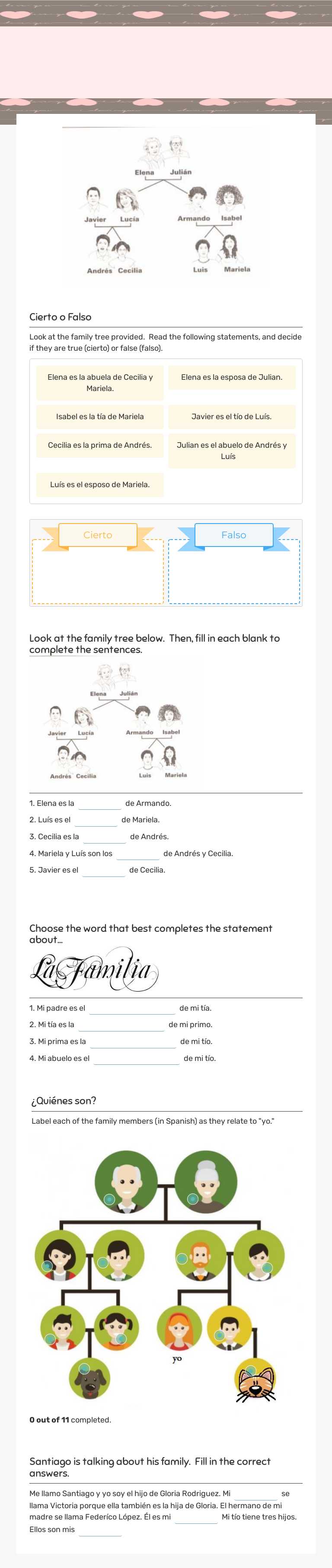 La familia worksheet preview image