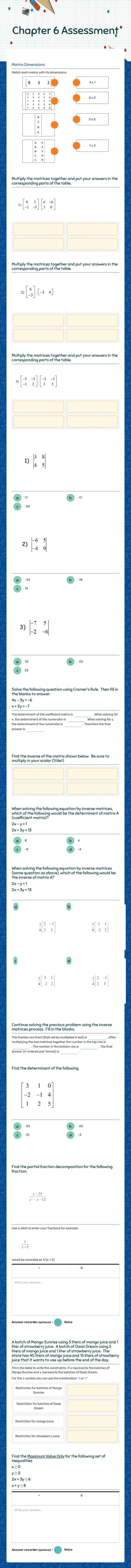 Chapter 6 Assessment worksheet preview image