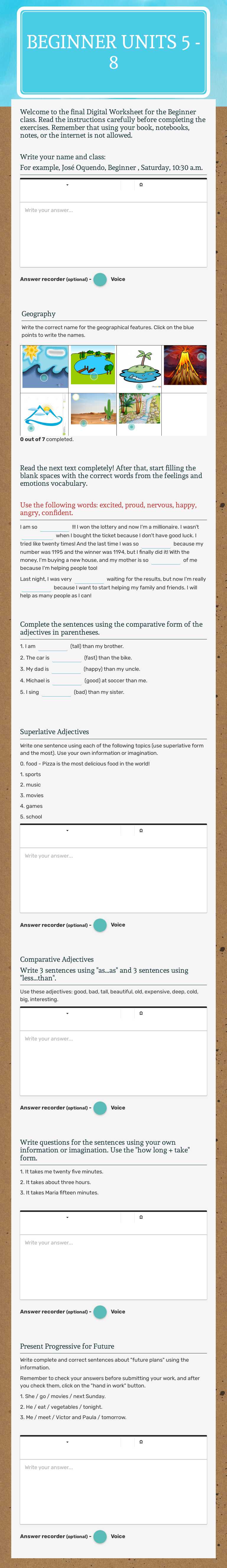 BEGINNER 
UNITS 5 - 8 worksheet preview image