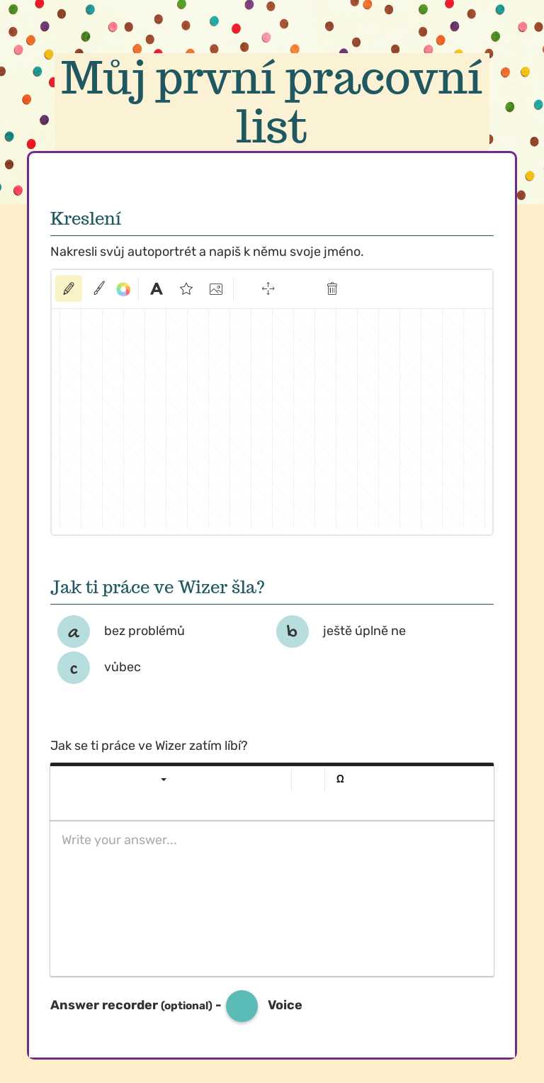 Můj první pracovní list worksheet preview image