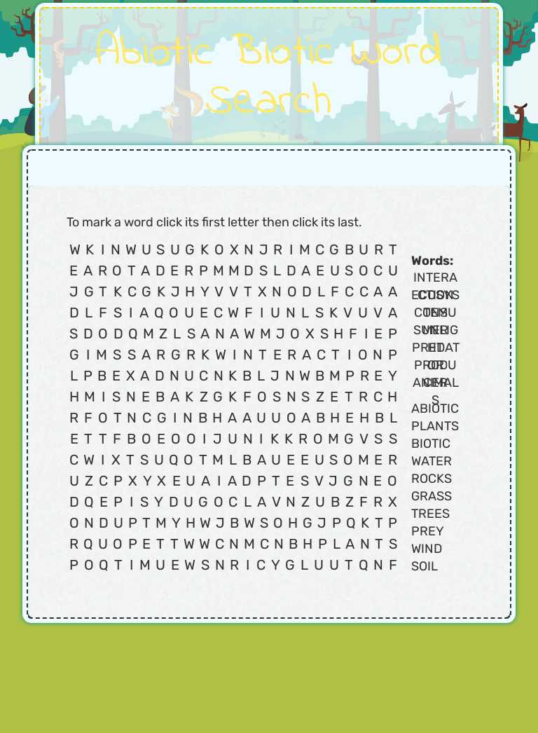 Abiotic Biotic Word Search worksheet preview image