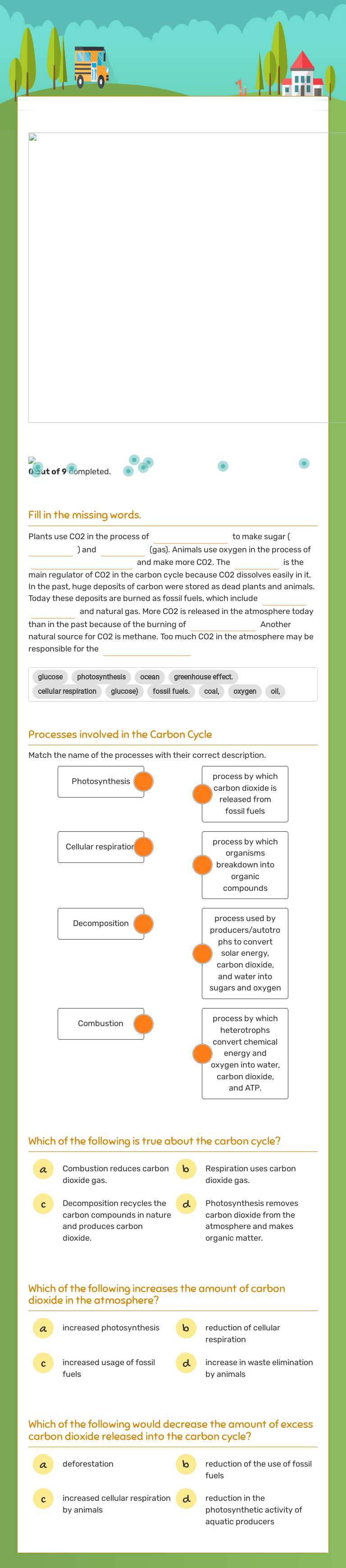 The Carbon Cycle worksheet preview image