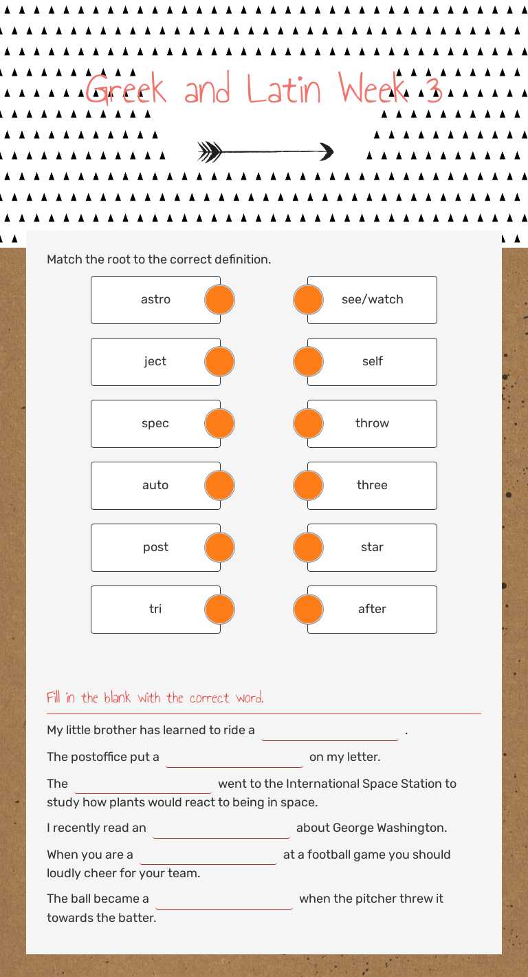 Greek and Latin Week 3 worksheet preview image