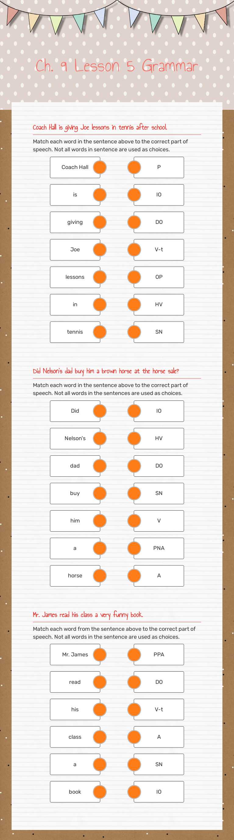Ch. 9 Lesson 5 Grammar worksheet preview image