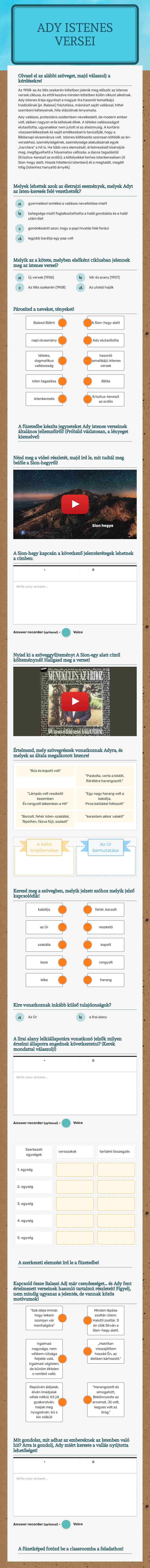 Ady istenes versei worksheet preview image