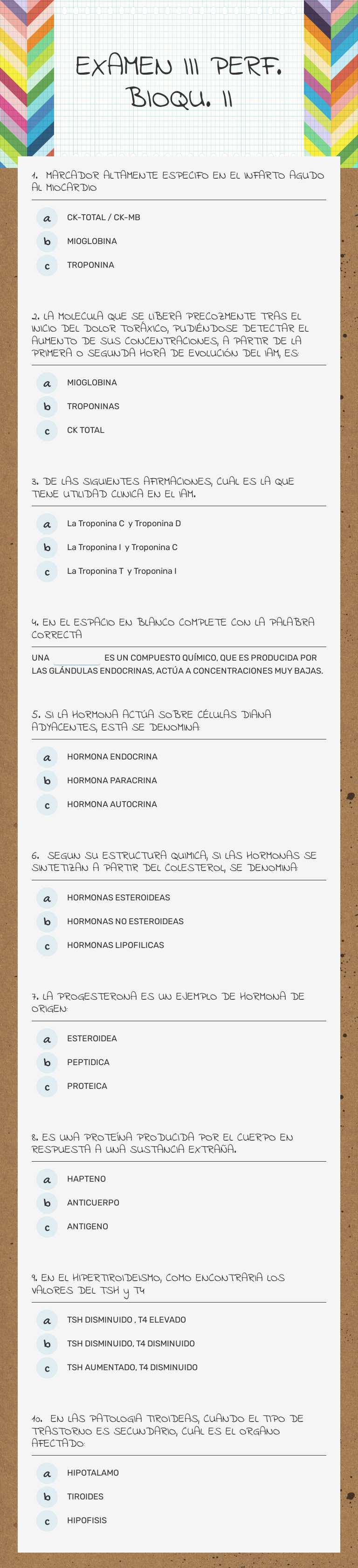 EXAMEN III PERF. BIOQU. II worksheet preview image