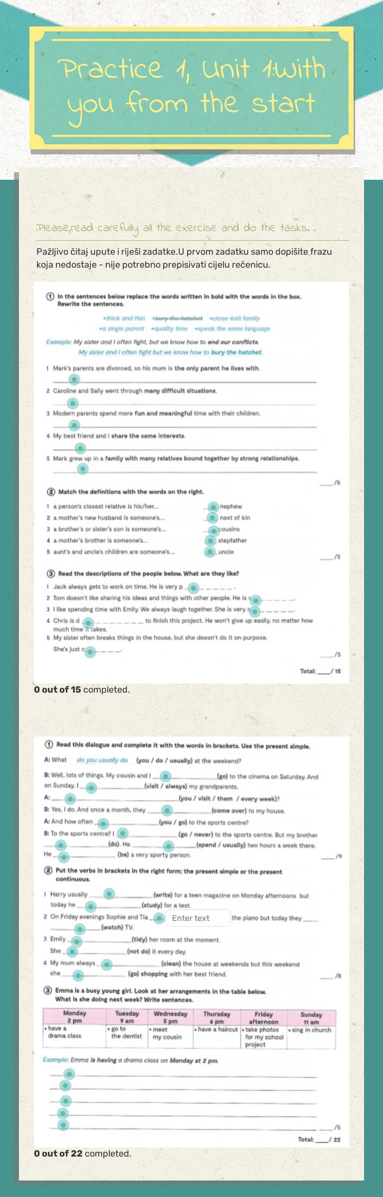 Practice 1,
Unit 1:With you from the start worksheet preview image