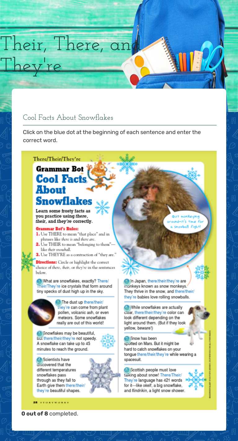 Their, There, and They're worksheet preview image