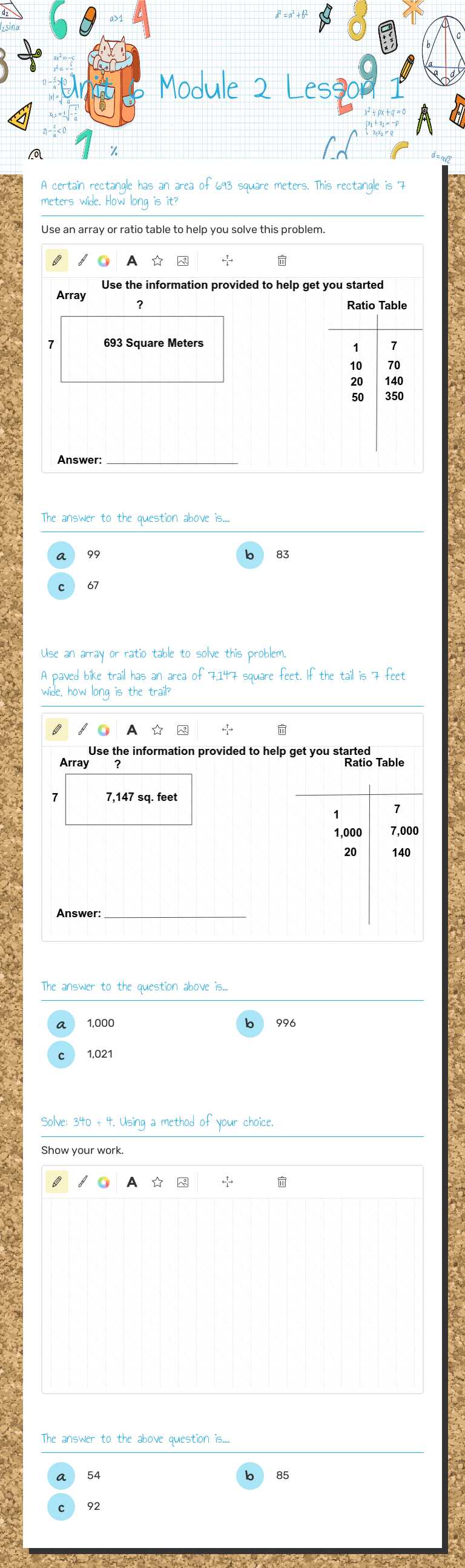 Unit 6 Module 2 Lesson 1 worksheet preview image
