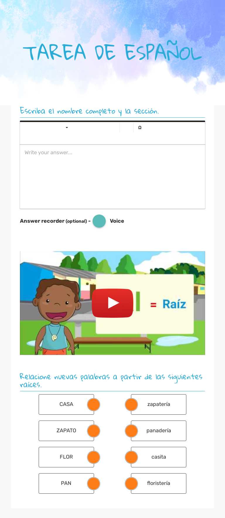 TAREA DE ESPAÑOL worksheet preview image