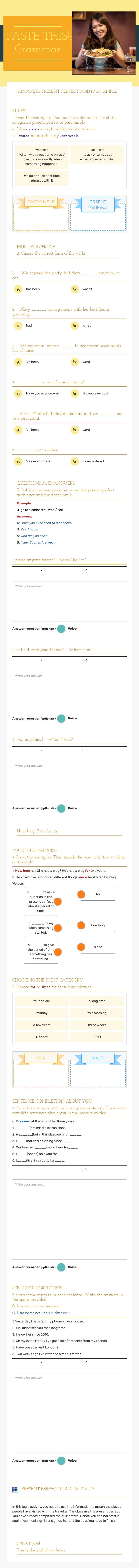 TASTE THIS!: Grammar worksheet preview image
