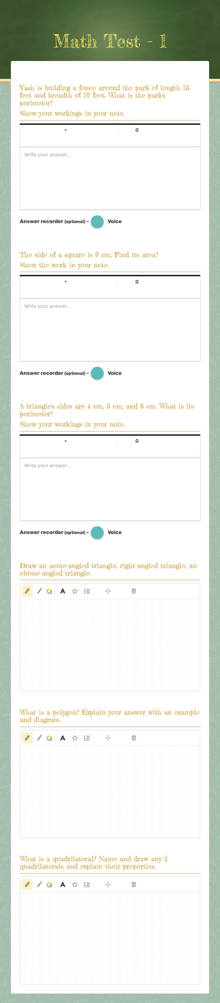 Math Test - 1 worksheet preview image
