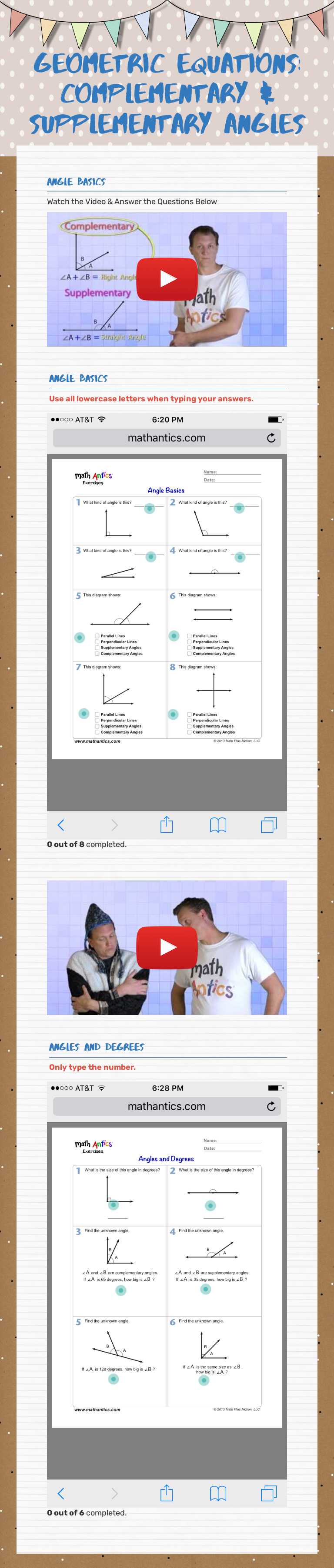 Geometric Equations: Complementary & Supplementary Angles Grade 7 worksheet preview