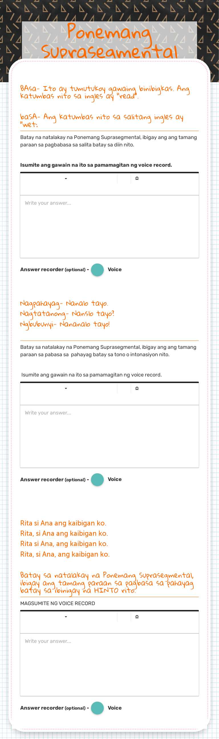 Ponemang Suprasegmental worksheet preview image