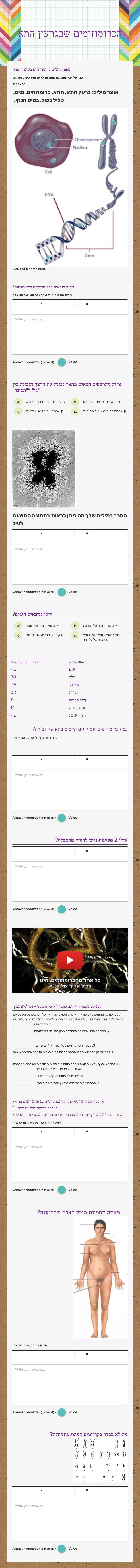 הכרומוזומים שבגרעין התא worksheet preview image