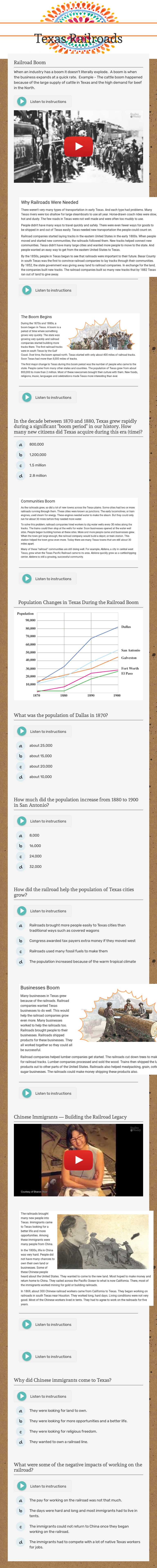 Texas Railroads worksheet preview image