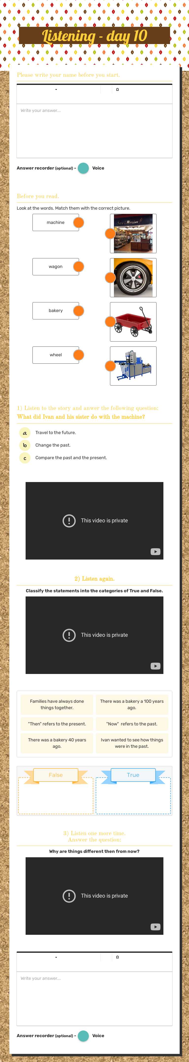 Listening - day 10 worksheet preview image