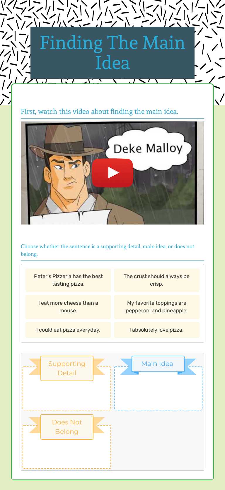 Finding The Main Idea worksheet preview image