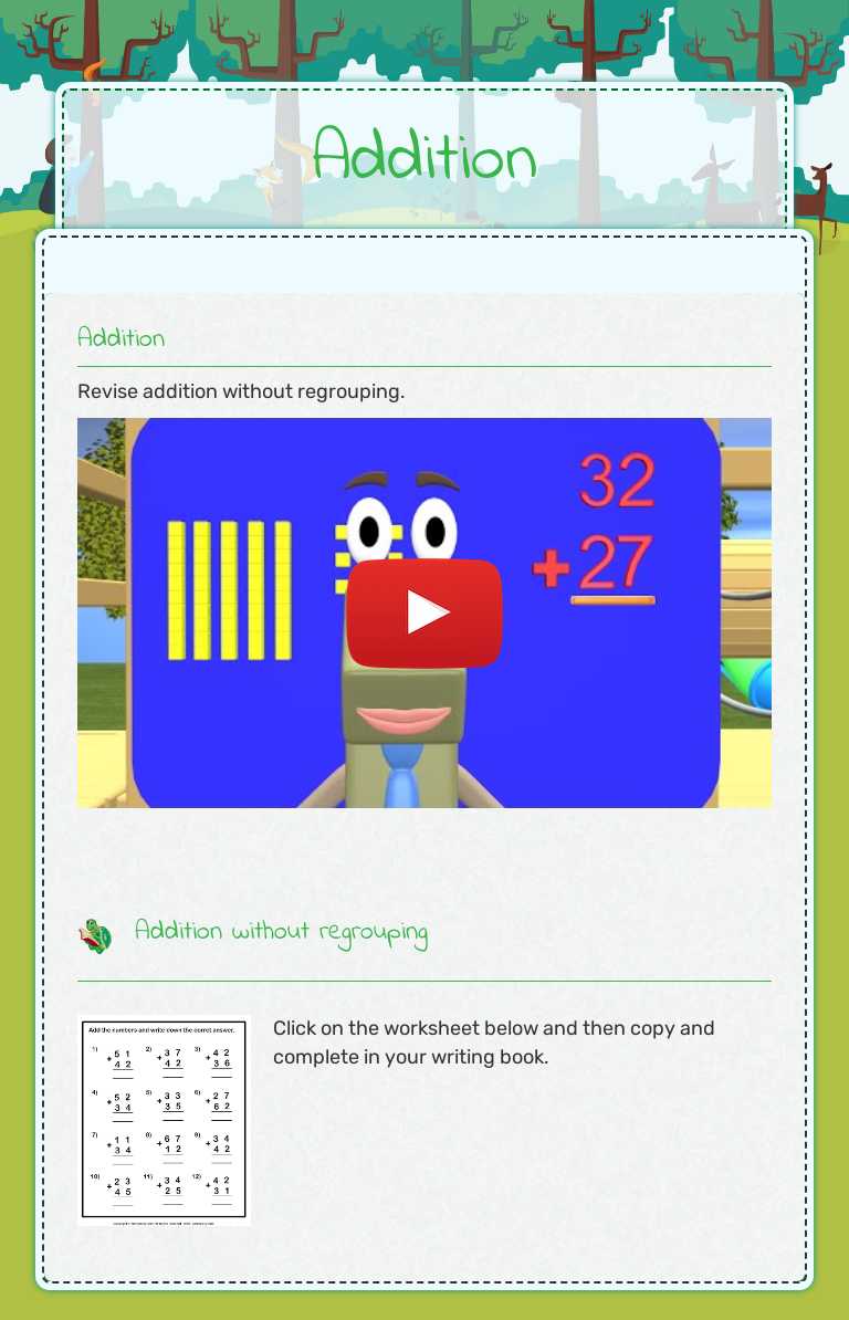 Addition worksheet preview