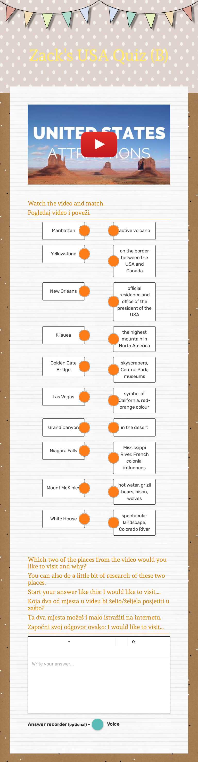 Zack's USA Quiz (B) worksheet preview image