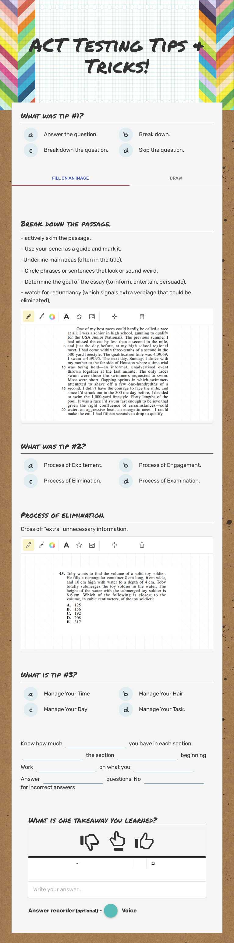 ACT Testing Tips & Tricks! worksheet preview image