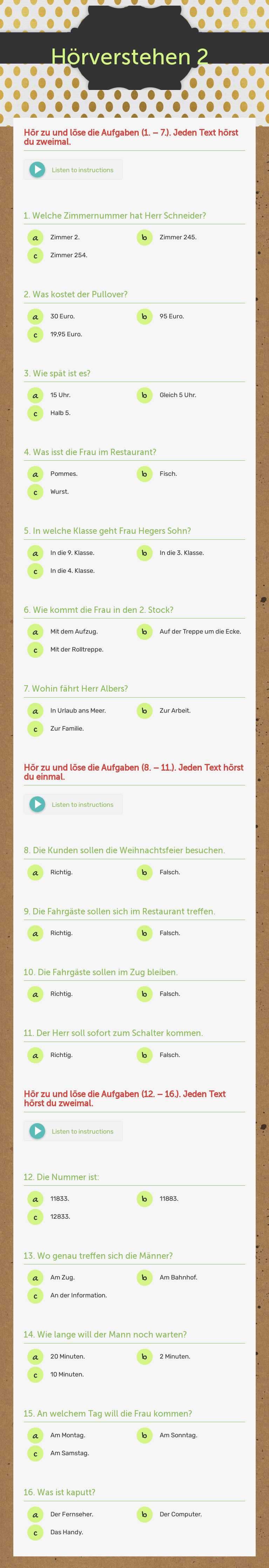 Hörverstehen 2 worksheet preview image