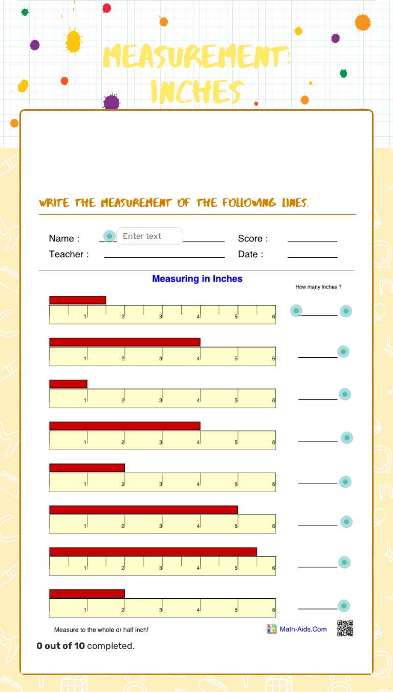 Measurement: Inches worksheet preview image