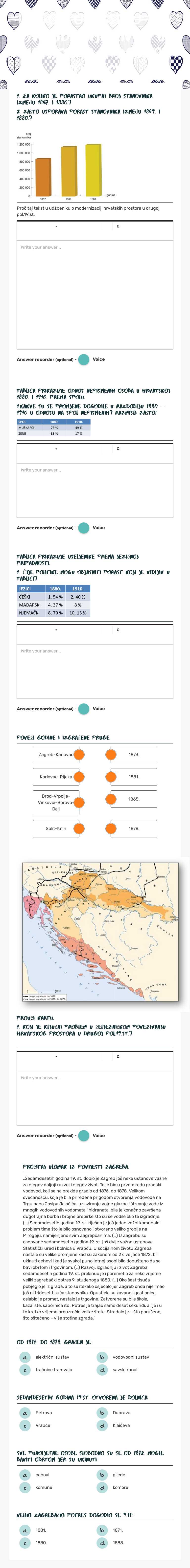 GOSPODARSTVO I SVAKIDAŠNJI ŽIVOT U HRVATSKOJ u drugoj pol.19.st. worksheet preview image