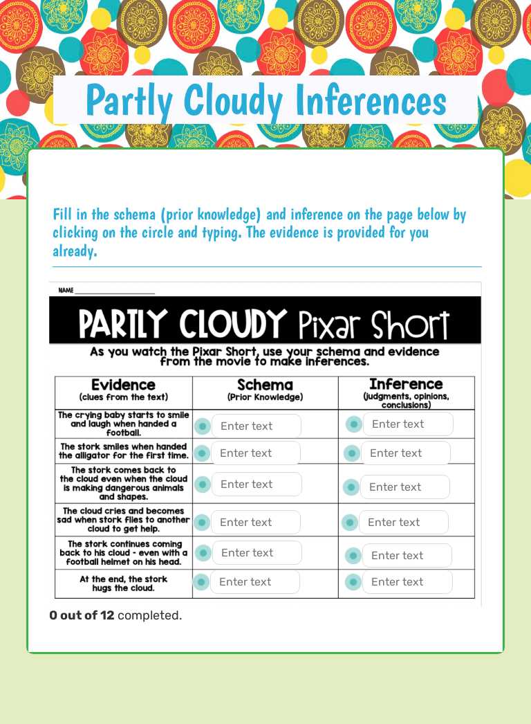Partly Cloudy Inferences worksheet preview image