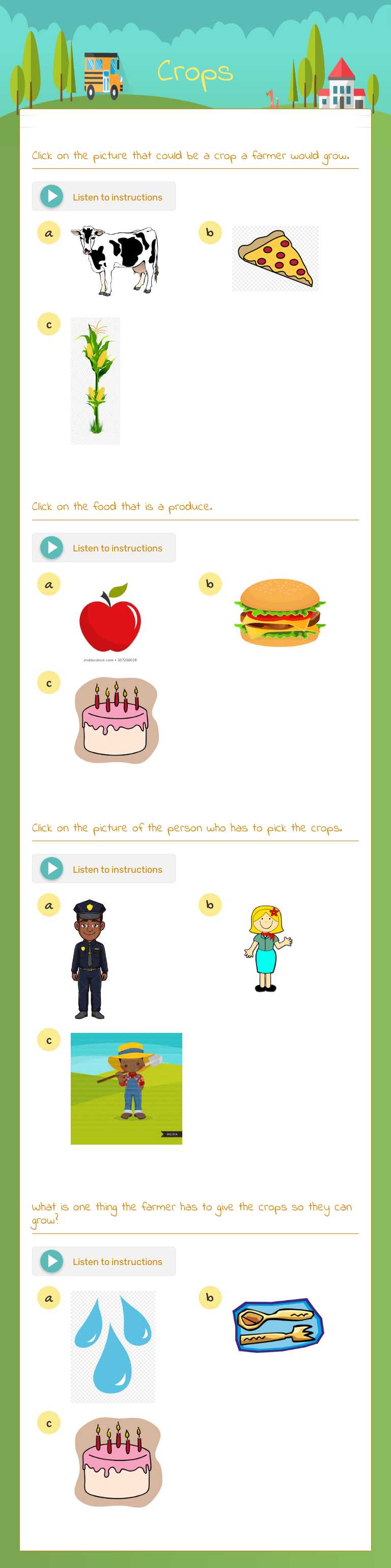 Crops worksheet preview image