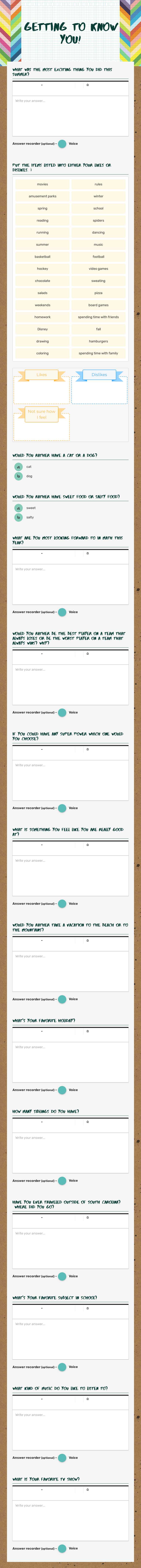 Getting to know you! Other worksheet preview
