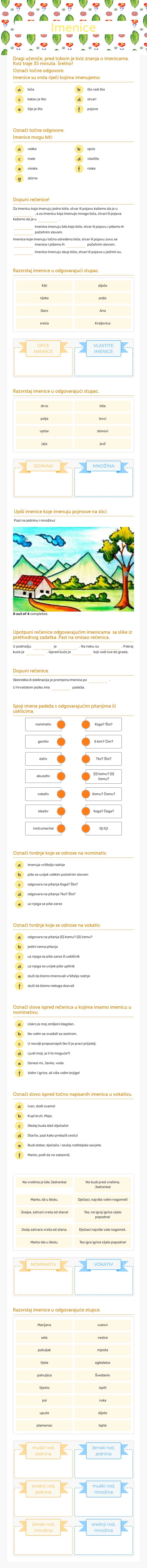 Imenice worksheet preview image