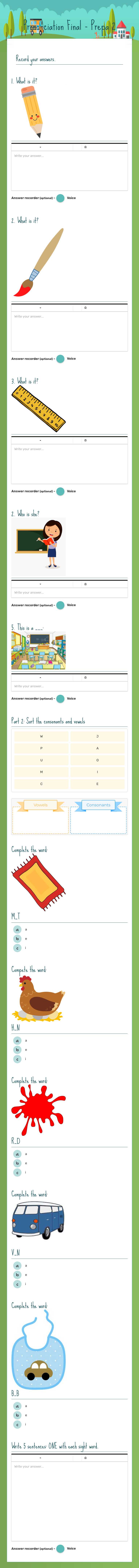 Pronunciation Final - Prepa 2 worksheet preview image