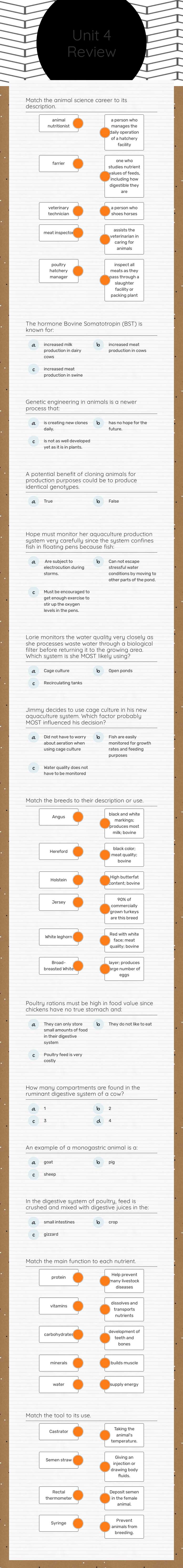 Unit 4 Review worksheet preview image