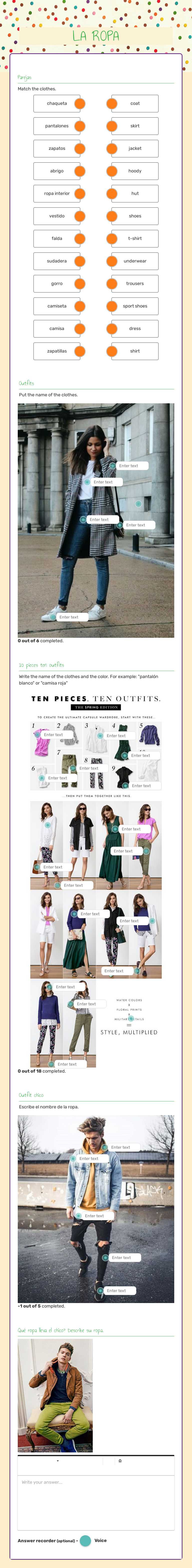 LA ROPA worksheet preview image