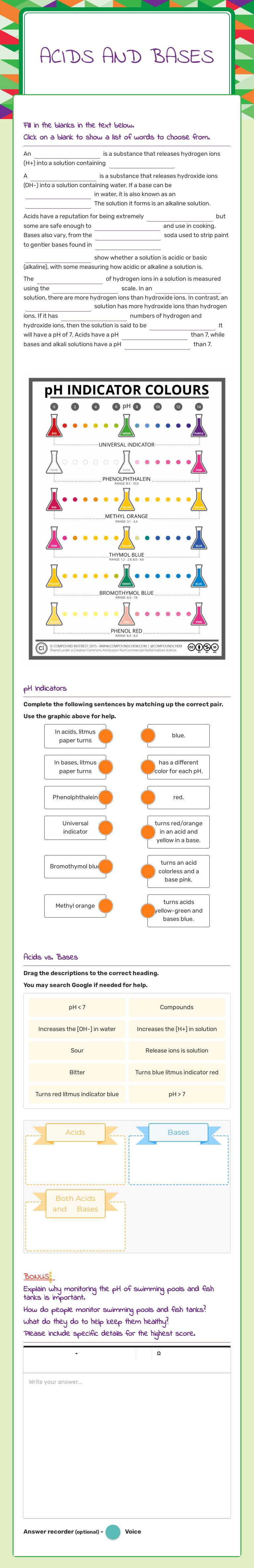 Acids and Bases worksheet preview image