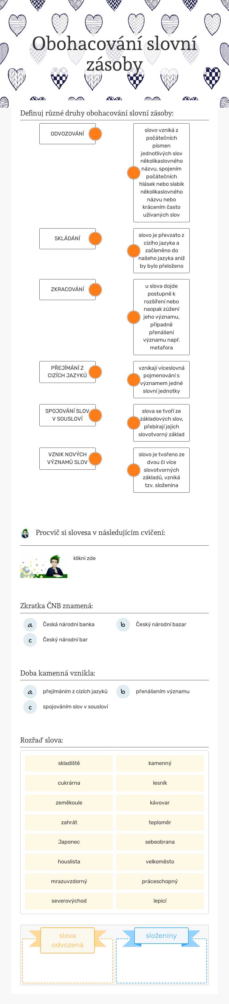 Obohacování slovní zásoby worksheet preview image