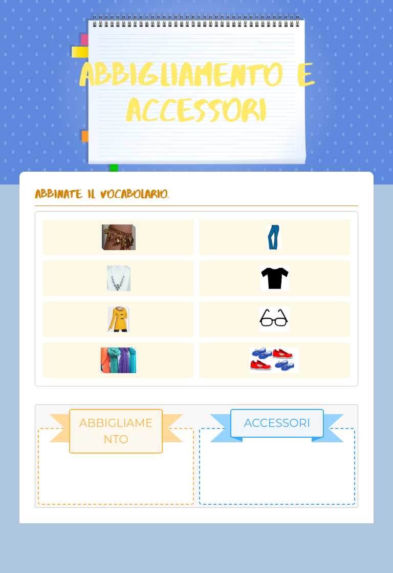 ABBIGLIAMENTO E ACCESSORI Grade 4 worksheet preview