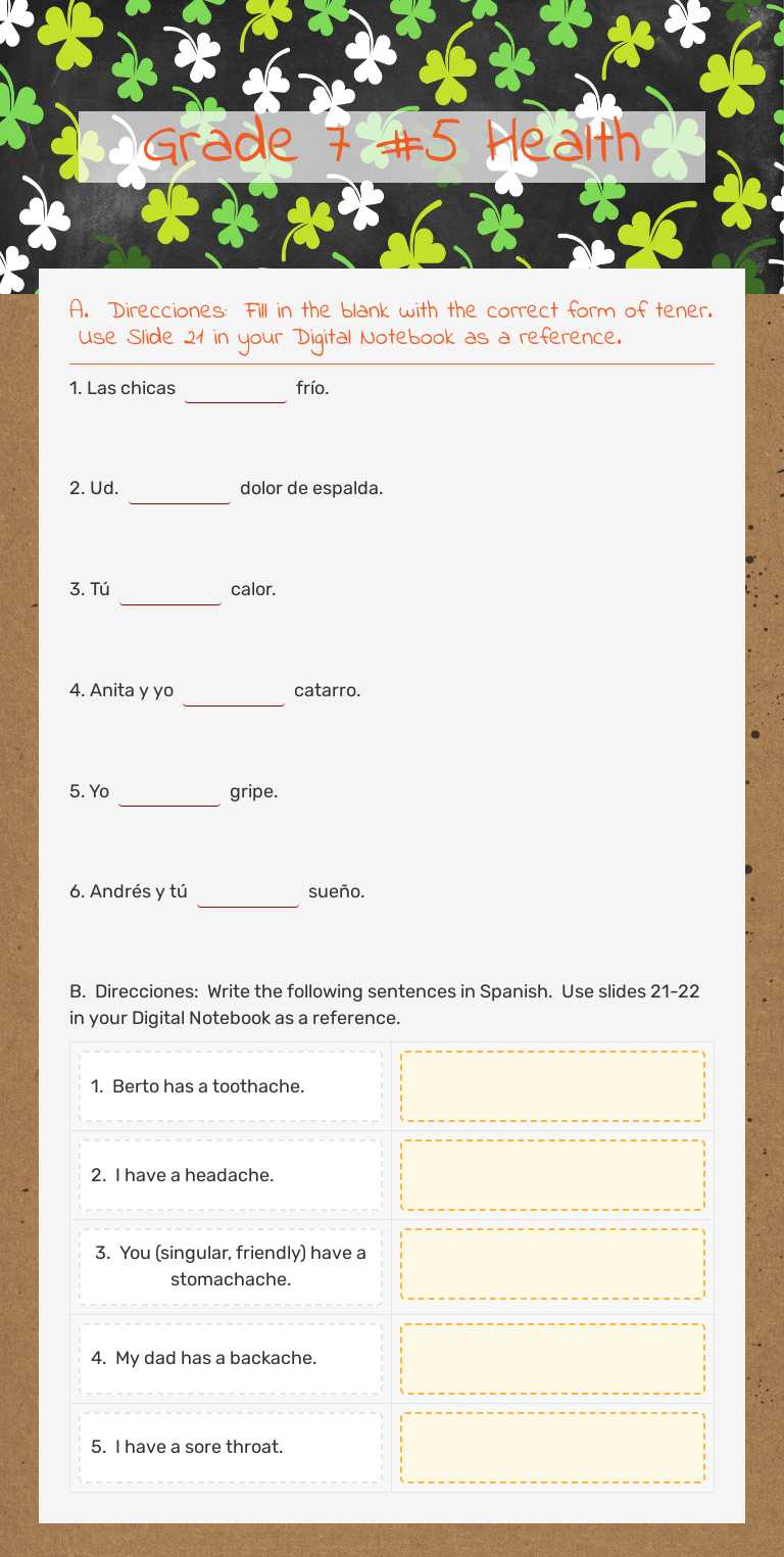 Grade 7 #5 Health worksheet preview image