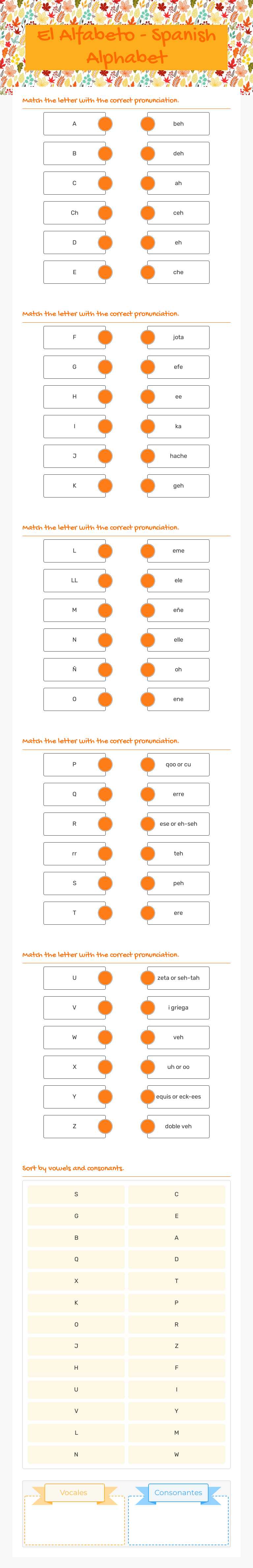 El Alfabeto - Spanish Alphabet worksheet preview image